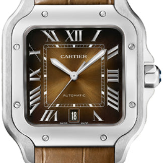 Cartier Santos De Cartier Large Automatic Steel Interchangeable Metal And Leather Bracelets - WSSA0064