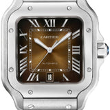 Cartier Santos De Cartier Large Automatic Steel Interchangeable Metal And Leather Bracelets - WSSA0064