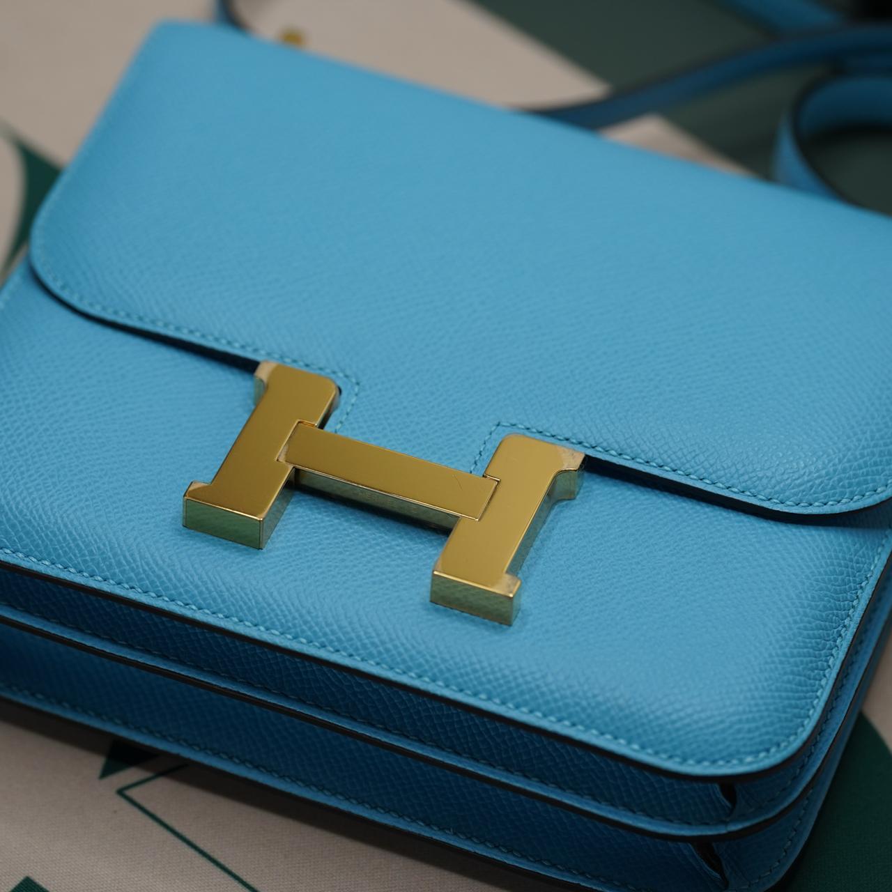N/A Hermes Constance III Mini, Veau Epsom, Celeste Blue