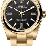 Rolex Oyster Perpetual 34 Mm 18 Ct Yellow Gold Black Dial Oyster Bracelet - 124208 - 2026