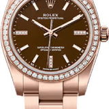 Rolex Oyster Perpetual 34 18Ct Everose Gold Brown Stone Diamond Set Dial Oyster Bracelet - 124245Rbr - 2026