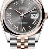 Rolex Datejust 36 Oystersteel Everose Gold Slate Diamond Set Dial Domed Bazel Jubilee Bracelet - 126201 - 2026