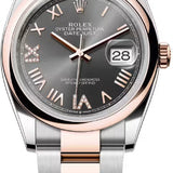 Rolex Datejust 36 Oystersteel Everose Gold Slate Diamond Set Dial Domed Bazel Oyster Bracelet - 126201 - 2026