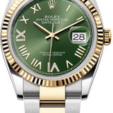 Rolex Datejust 36 Oystersteel And Yellow Gold Olive Green Diamond-Set Dial Oyster Bracelet - 126233 - 2026