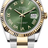 Rolex Datejust 36 Oystersteel And Yellow Gold Olive Green Roman Dial Oyster Bracelet - 126233 - 2026