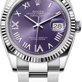 Rolex Datejust 36 Oystersteel White Gold Aubergine Diamond Set Dial Oyster Bracelet - 126234 - 2026