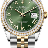 Rolex Datejust 36 Oystersteel Yellow Gold And Diamond Olive Green Roman Dial Jubilee Bracelet - 126283Rbr - 2026