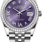 Rolex Datejust 36 Oystersteel White Gold Aubergine Diamond Set Dial Oyster Bracelet - 126284Rbr - 2026