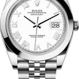 Rolex Datejust 41 Oystersteel White Roman Dial Smooth Bezel Jubilee Bracelet - 126300 - 2026
