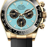 Rolex Cosmograph Daytona 40mm Yellow Gold Turquoise Blue Black Dial Cerachrom Bezel Oysterflex Bracelet - 126518LN - 2025