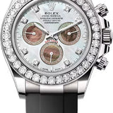 Rolex Cosmograph Daytona 40mm White Gold White MOP Diamond-Set Dial Oysterflex Bracelet Diamond-Set Bezel - 126589RBR | 2024 Model