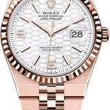 Rolex Land-Dweller 36 Everose Gold Intense White Honeycomb Motif Dial Fluted Bezel Flat Jubilee Bracelet 127235 - 2025