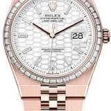 Rolex Land-Dweller 36 Everose Gold Intense White Honeycomb Motif Baguette Diamonds Set Dial Diamond Set Bezel Flat Jubilee Bracelet 127285TBR - 2025