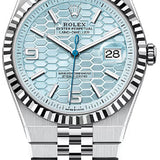 Rolex Land-Dweller 40 Platinum Ice Blue Honeycomb Motif Dial Fluted Bezel Jubilee Bracelet 127336 - 2025