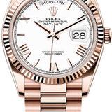 Rolex Day-Date 36 36mm White Dial Fluted Bezel President Bracelet - 128235 | 2024 Model