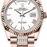 Rolex Day-Date 36 36mm White Dial Fluted Bezel President Bracelet - 128235 | 2024 Model