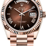 Rolex Day-Date 36 36mm Brown Ombré Dial Fluted Bezel President Bracelet - 128235 | 2024 Model