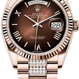 Rolex Day-Date 36 36mm Brown Ombré Dial Fluted Bezel President Bracelet - 128235 | 2024 Model