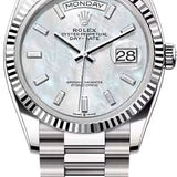 Rolex Day-Date 36 36mm White MOP Diamond-Set Dial Fluted Bezel President Bracelet - 128239 | 2024 Model