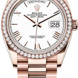 Rolex Day-Date 36 36mm White Dial Diamond Bezel President Bracelet - 128345RBR | 2024 Model