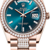 Rolex Day-Date 36 36mm Blue-Green Diamond-Set Dial Diamond-Set Bezel with Diamond-Set President Bracelet - 128345RBR | 2024 Model