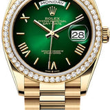 Rolex Day-Date 36 36mm Green Ombré Dial Diamond-Set Bezel President Bracelet - 128348RBR | 2024 Model