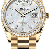 Rolex Day-Date 36 36mm White MOP Diamond-Set Dial Diamond-Set Bezel President Bracelet - 128348RBR | 2024 Model