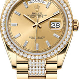 Rolex Day-Date 36 36mm Champagne Diamond-Set Dial Diamond-Set Bezel with Diamond-Set President Bracelet - 128348RBR | 2024 Model