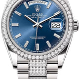 Rolex Day-Date 36 36mm Bright Blue Diamond-Set Dial Diamond-Set Bezel with Diamond-Set President Bracelet - 128349RBR | 2024 Model