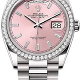 Rolex Day-Date 36 36mm Pink Diamond-Set Dial Diamond-Set Bezel President Bracelet - 128349RBR | 2024 Model