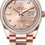 Rolex Day-Date 36 36mm Rose Color Diamond-Set Dial Diamond-Set Bezel President Bracelet - 128395TBR | 2024 Model
