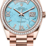 Rolex Day-Date 36 36mm Turquoise Diamond-Set Dial Diamond-Set Bezel President Bracelet - 128395TBR | 2024 Model