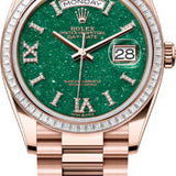Rolex Day-Date 36 36mm Green Aventurine Diamond-Set Dial Diamond-Set Bezel President Bracelet - 128395TBR | 2024 Model