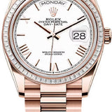 Rolex Day-Date 36 36mm White Dial Diamond-Set Bezel President Bracelet - 128395TBR | 2024 Model