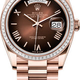 Rolex Day-Date 36 36mm Brown Ombré Dial Diamond-Set Bezel President Bracelet - 128395TBR | 2024 Model