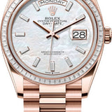 Rolex Day-Date 36 36mm White MOP Diamond-Set Dial Diamond-Set Bezel President Bracelet - 128395TBR | 2024 Model
