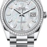 Rolex Day-Date 36 36mm White MOP Diamond-Set Dial Diamond-Set Bezel President Bracelet - 128396TBR | 2024 Model