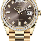 Rolex Day-Date 36 36mm Dark Grey Diamond Dial Diamond-Set Bezel President Bracelet - 128398TBR | 2024 Model