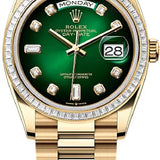 Rolex Day-Date 36 36mm Green Ombré Diamond Dial Diamond-Set Bezel President Bracelet - 128398TBR | 2024 Model