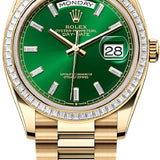 Rolex Day-Date 36 36mm Bright Green Diamond-Set Dial Diamond-Set Bezel President Bracelet - 128398TBR | 2024 Model
