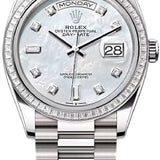 Rolex Day-Date 36 36mm White MOP Diamond-Set Dial Diamond-Set Bezel President Bracelet - 128399TBR | 2024 Model