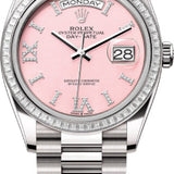 Rolex Day-Date 36 36mm Pink Opal Diamond-Set Dial Diamond-Set Bezel President Bracelet - 128399TBR | 2024 Model