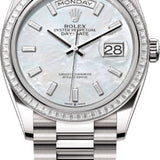 Rolex Day-Date 36 36mm White MOP Diamond-Set Dial Diamond-Set Bezel President Bracelet - 128399TBR | 2024 Model