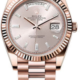 Rolex Day-Date 40 40mm Sundust Diamond Set Dial Fluted Bezel President Bracelet - 228235 | 2024 Model