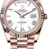 Rolex Day-Date 40 40mm Slate White Roman Dial Fluted Bezel President Bracelet - 228235 | 2024 Model
