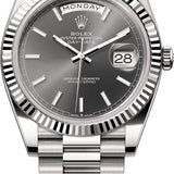 Rolex Day-Date 40 40mm White Gold Slate Dial Fluted Bezel President Bracelet - 228239 | 2024 Model