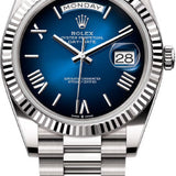 Rolex Day-Date 40 40mm Blue Ombré Dial Fluted Bezel President Bracelet - 228239 | 2024 Model