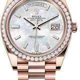 Rolex Day-Date 40 40mm White MOP Diamond Set Dial Diamond Set Bezel President Bracelet - 228345RBR | 2024 Model