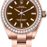 Rolex Oyster Perpetual 28 18Ct Everose Gold Brown Stone Diamond Set Dial Oyster Bracelet - 276245Rbr - 2026