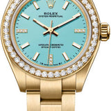 Rolex Oyster Perpetual 28 Mm 18 Ct Yellow Gold Turquoise Blue Diamond-Set Dial Oyster Bracelet- 276248Rbr - 2026
